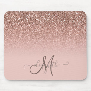 Modernes Glitzer Sequin Ombre Cool Monogram Mousepad