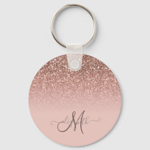 Modernes Glitzer Sequin Ombre Cool Monogram Schlüsselanhänger