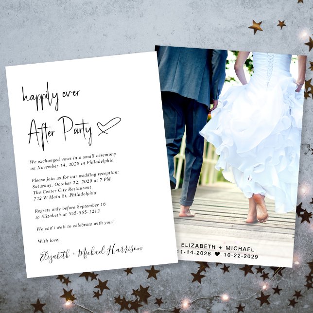 Modernes Glück nach dem Foto Hochzeitsempfang Ankündigung (Von Creator hochgeladen)