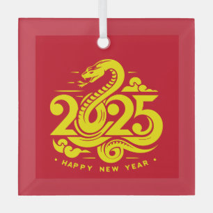 Modernes glückliches chinesisches Neujahr der Schl Ornament Aus Glas