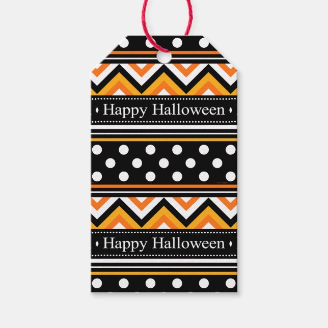 Modernes glückliches Halloween-Muster Geschenkanhänger (Vorderseite)