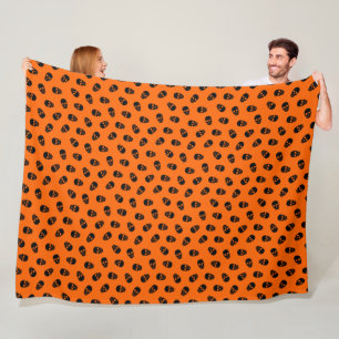 Modernes glückliches Halloween Orange Skull Fleecedecke