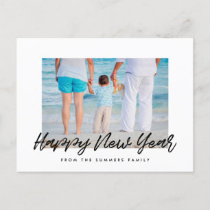 Modernes, glückliches Neujahrsfamilien-Foto Postkarte