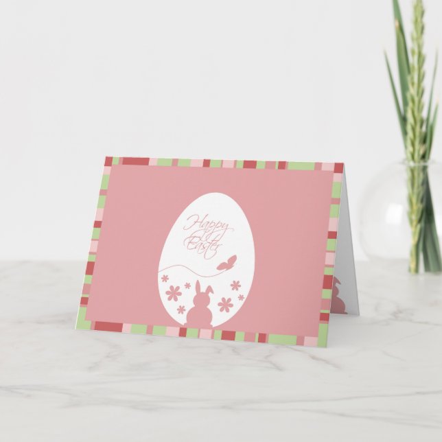 Modernes glückliches Ostereier Pastell Pink Feiertagskarte (Vorderseite)