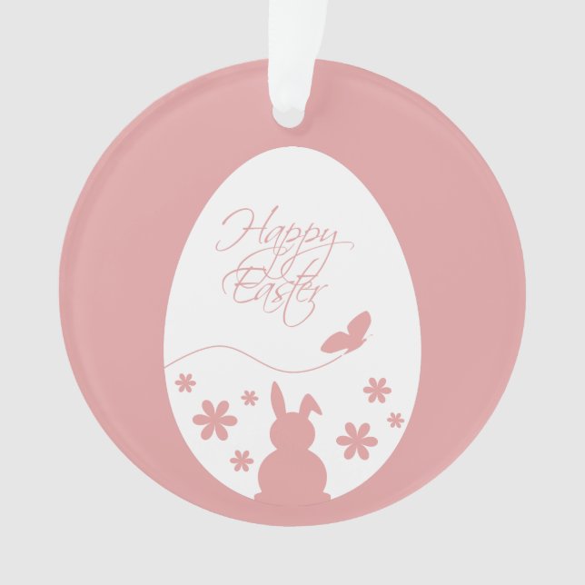 Modernes glückliches Ostereier Pastell Pink Ornament (Vorderseite)
