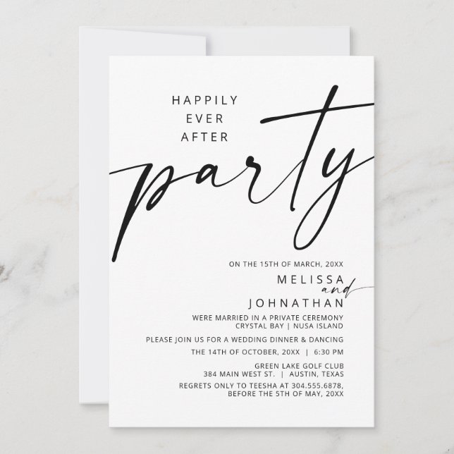 Modernes glückliches Party nach Hochzeitstag Einladung (Vorderseite)