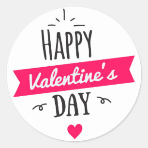 Modernes glückliches VALENTINE's DAY Pink White He Runder Aufkleber