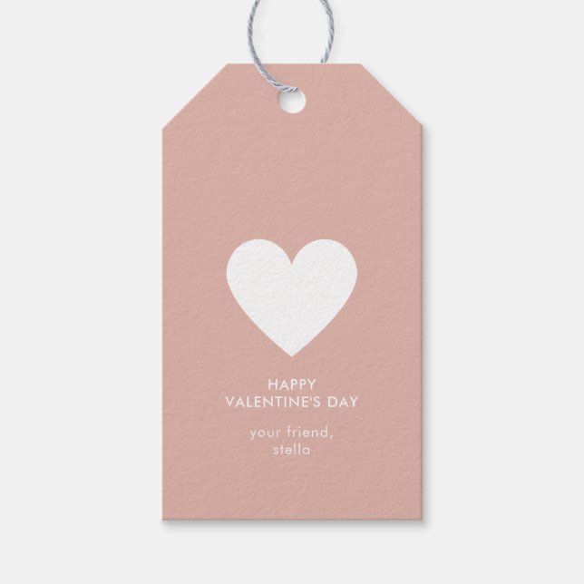 Modernes, glückliches Valentinisches Rosa Herzstüc Geschenkanhänger (Vorderseite)