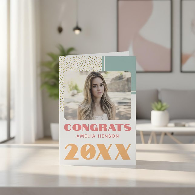 Modernes Glückwunsch Gold Glitzer Graduate Foto Karte (Von Creator hochgeladen)