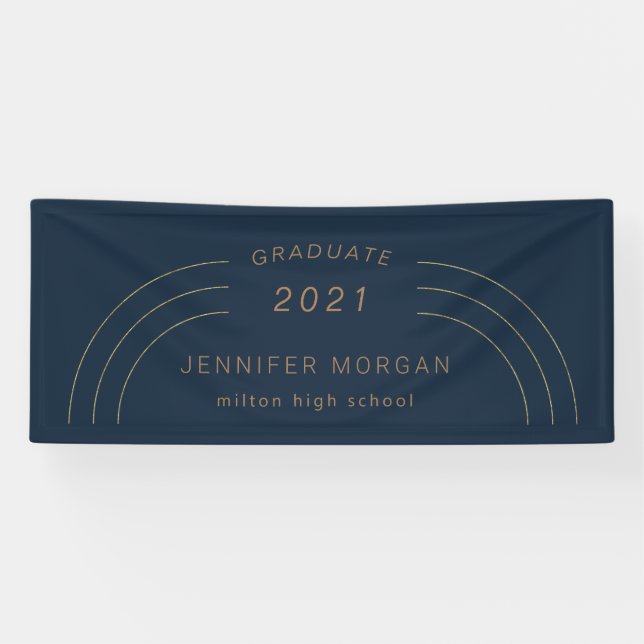 Modernes Gold Abschluss Name Card Banner (Horizontal)