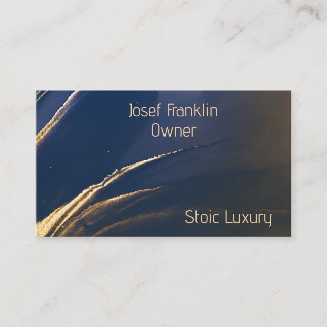 Modernes Gold auf Blue Alcohol Ink Business Card Visitenkarte (Vorderseite)