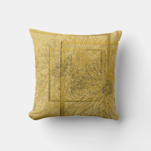 Modernes Gold Beige Abstrakte Blüte Kissen