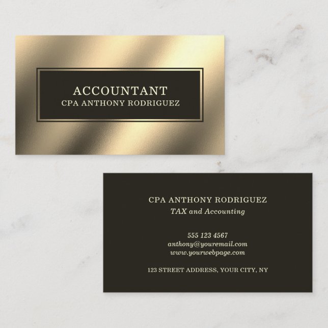 Modernes Gold Beruflich Accountant Visitenkarte (Vorne/Hinten)
