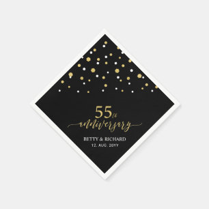 Modernes Gold & Black 55-jähriges Party Napkins Serviette