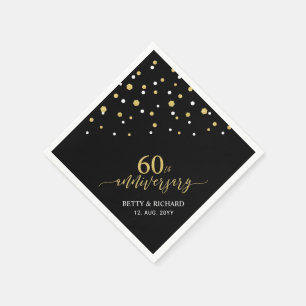Modernes Gold & Black 60-jähriges Party Napkins Serviette