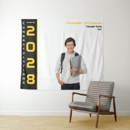 Modernes Gold Black Abschluss Foto Party Wandteppich