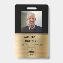 Modernes Gold Black Employee Foto ID Abzeichen