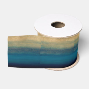 Modernes Gold Blue Pinselstriche Pinselstriche Ripsband