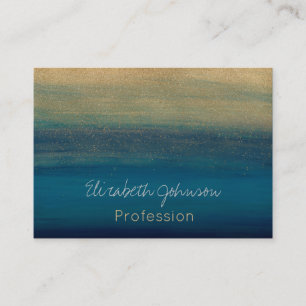 Modernes Gold Blue Pinselstriche Pinselstriche Visitenkarte