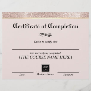 Modernes Gold-Border Blush-Zertifikat
