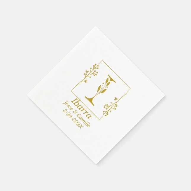 Modernes Gold Botanic Letter I Paper Serviette (Ecke)