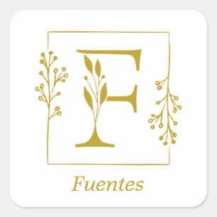 Modernes Gold Botanischer Letter F Square Sticker