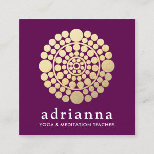 Modernes Gold Burgundy Circle Logo Mandala Quadratische Visitenkarte