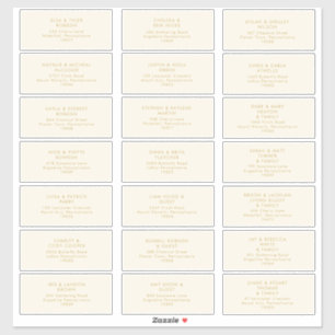 Modernes Gold   Cream Wedding Guest Address Sticke Aufkleber