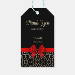 Modernes Gold Egypt Geometric Red Bow dank Black Geschenkanhänger