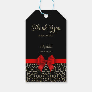 Modernes Gold Egypt Geometric Red Bow dank Black Geschenkanhänger