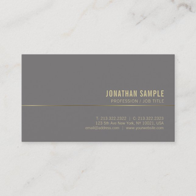 Modernes Gold Elegantes Minimalistisches Schlicht  Visitenkarte (Vorderseite)
