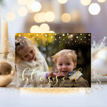 Modernes Gold Family BLESSESED Weihnachts-Foto Folien Feiertagskarte<br><div class="desc">Schöne echte Goldfolie confetti Overlay Weihnachten Urlaub Familie Postcard. Skripttopografie BLESSED. Fügen Sie im Hintergrund Ihre Foto-/Bild- und Saisonwünsche hinzu.</div>