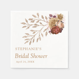 Modernes Gold Floral Brautparty Serviette