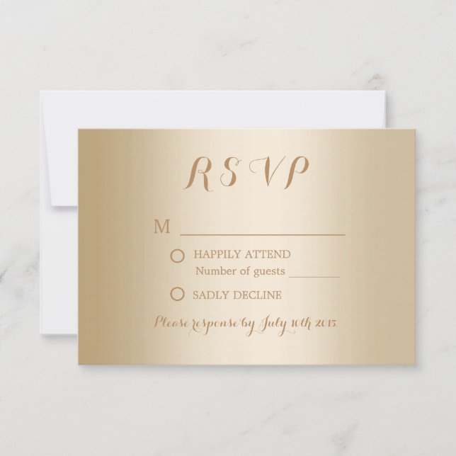 Modernes Gold Foil Background Wedding RSVP Karte (Vorderseite)