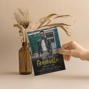 Modernes Gold Foil Grad Party 2 Foto Einladung
