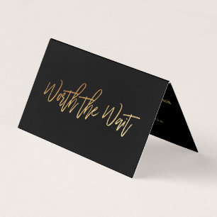 Modernes Gold Foil Script Foto mit Wartekarte Visitenkarten