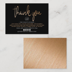 Modernes Gold Foil Script-Geschäft Vielen Dank Begleitkarte