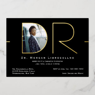 Modernes Gold Foto DR Abschluss Foil Einladung