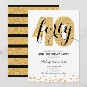 Modernes Gold Glitzer 40. Geburtstag Party Einladung