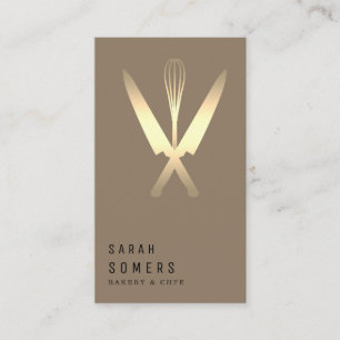 Modernes Gold Glitzer Knife & Whisk Bakery Busines Visitenkarte