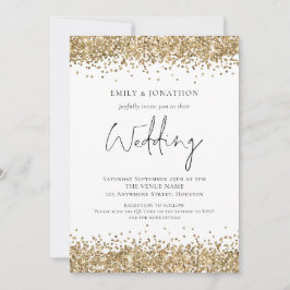 Modernes Gold Glitzer QR Code Wedding Einladung