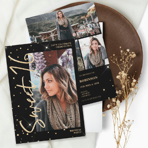 Modernes Gold Glitzer Schwarze Schrift 4 Fotos Swe Einladung