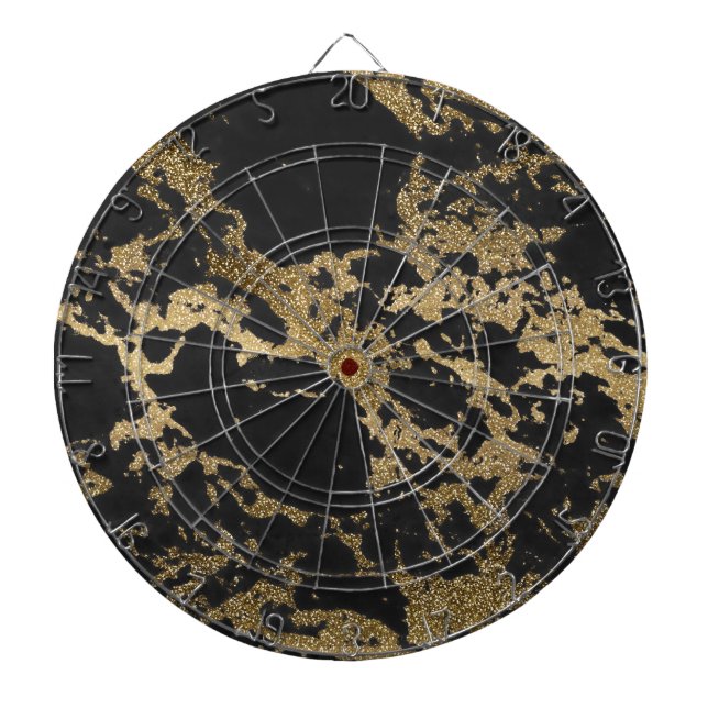 Modernes Gold Glitzer Schwarzes Marmor Dartscheibe (vorne)