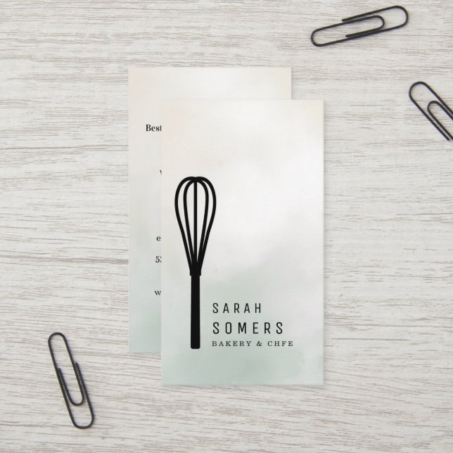 Modernes Gold Glitzer Whisk Bäckerei Visitenkarte (Vorderseite/Rückseite Beispiel)