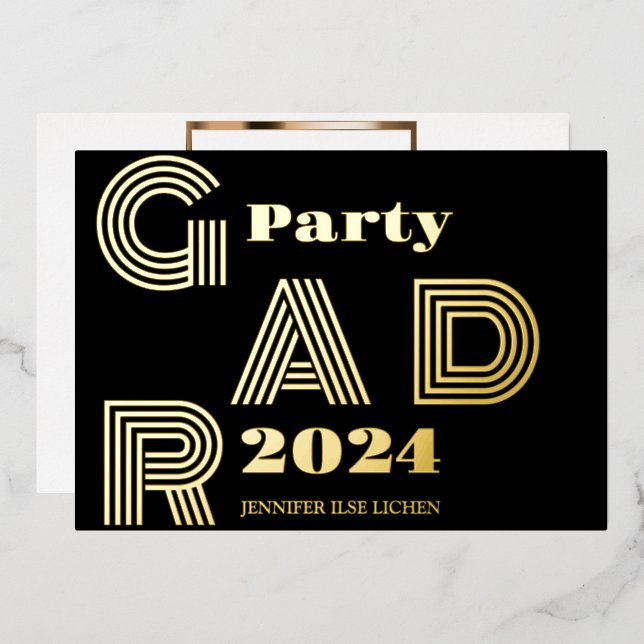 MODERNES GOLD GRAD-PARTY FOLIENEINLADUNG (Vorderseite/Rückseite)