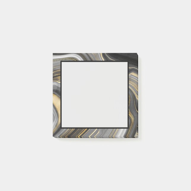 Modernes Gold & Gray Agate Geode Mineral Abstrakt Post-it Klebezettel (Vorderseite)