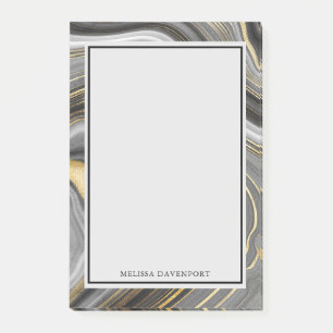 Modernes Gold & Gray Agate Geode Mineral Abstrakt Post-it Klebezettel