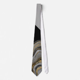 Modernes Gold & Gray Agate Geode Mineral Krawatte