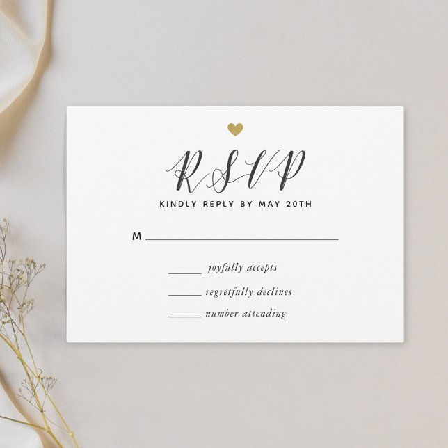 Modernes Gold Hearts Wedding RSVP (Von Creator hochgeladen)