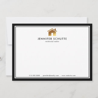 Modernes Gold House Logo Realtor Personalisiert Fl Mitteilungskarte